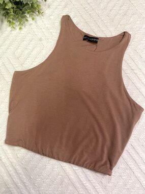 Naked Wardrobe Tan Cropped Tank Top